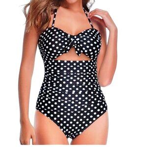 Womens Retro Polka Dot Halter One-Piece Swimsuit XXL Beach Pool Sexy Stylish